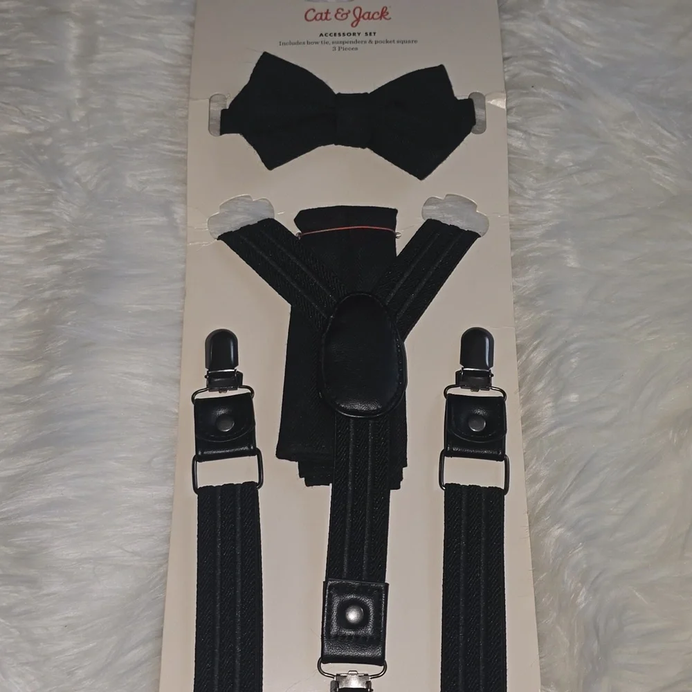 Cat & Jack Classic Black Bow Tie and Suspenders Set
